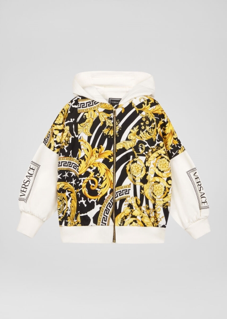 Versace Savage Barocco Motif Hoodie Tjej - 962507SMH